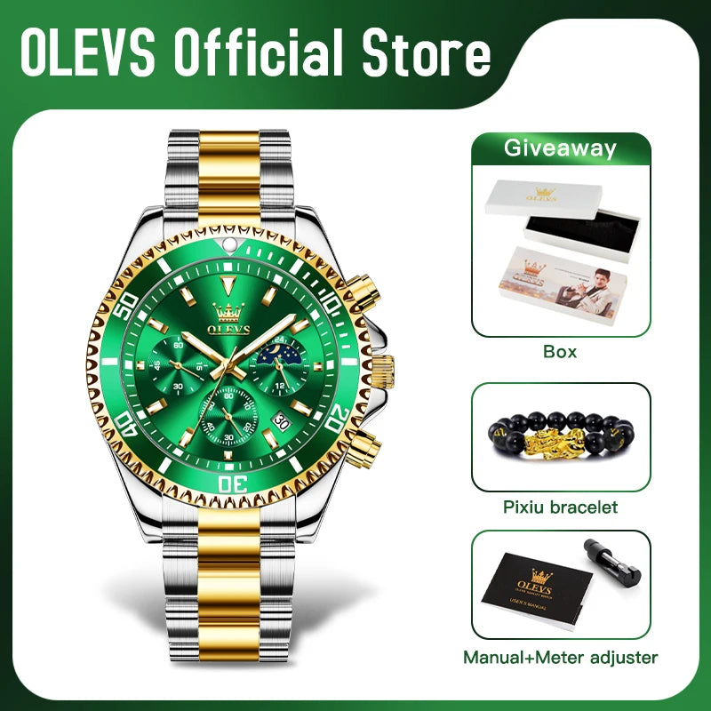 OLEVS 2870 | Reloj de Cuarzo para Hombre con Fase Lunar
